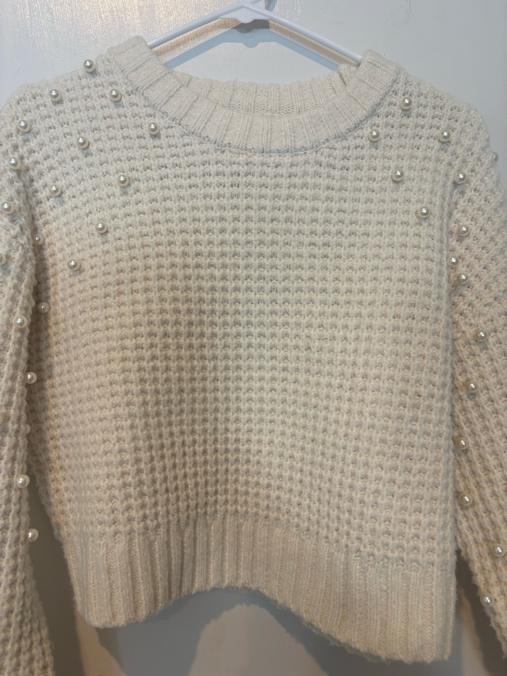 GUC- Altar’d State Cream Pearl-Embellished Women's Sweater, S - Picture 2 of 10